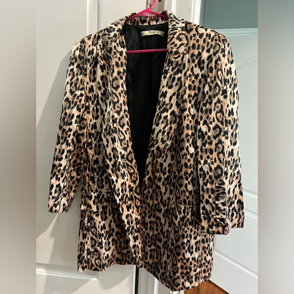 CBRL leopard cheetah blazer jacket womens size Large